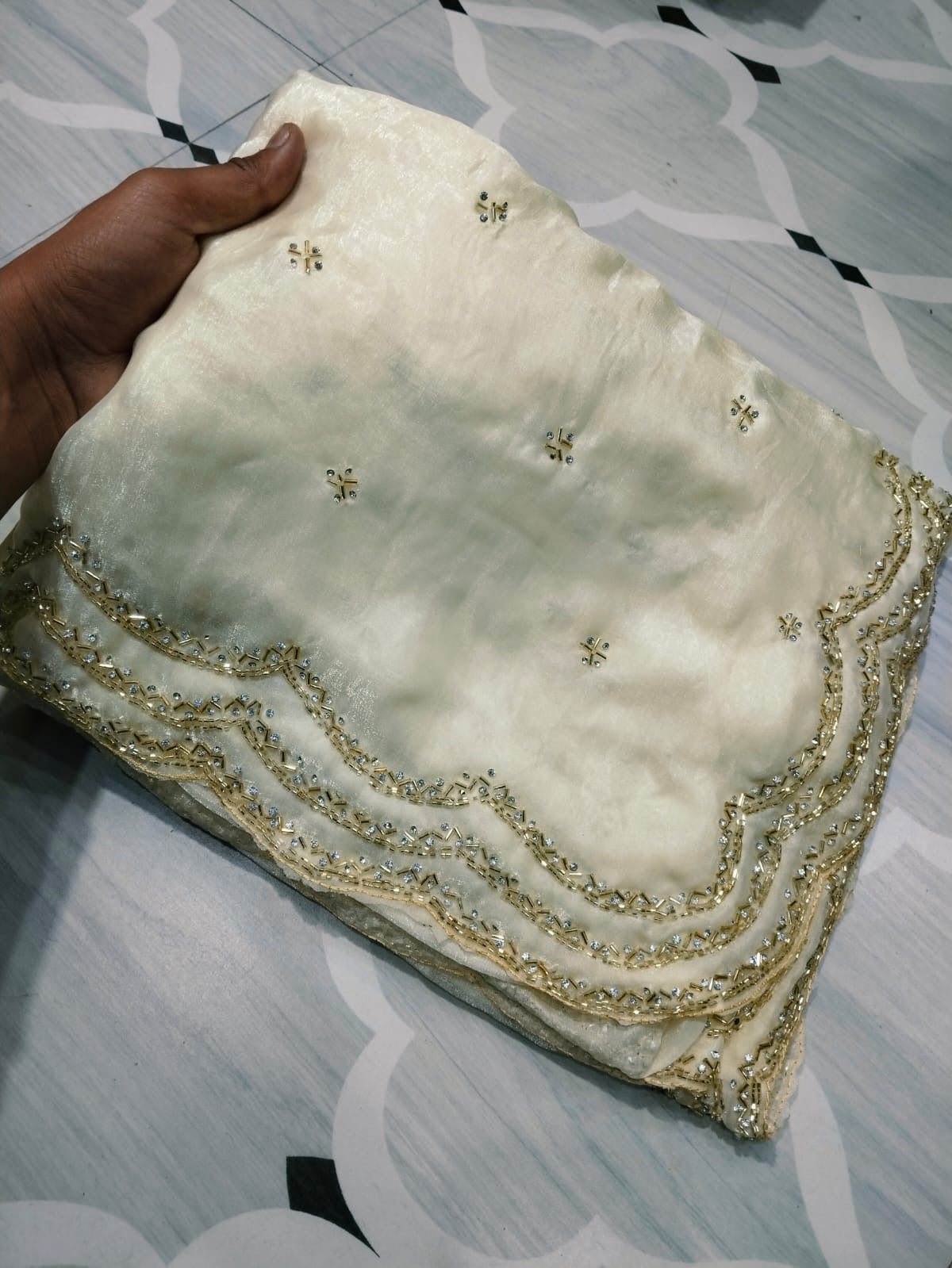 Fendi saree with diamond stone