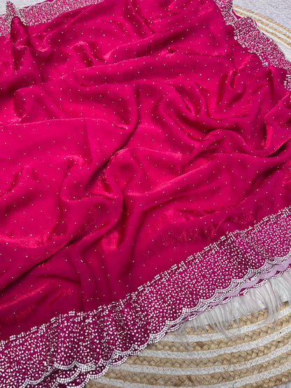 Space Silk Saree With stone Work Saree