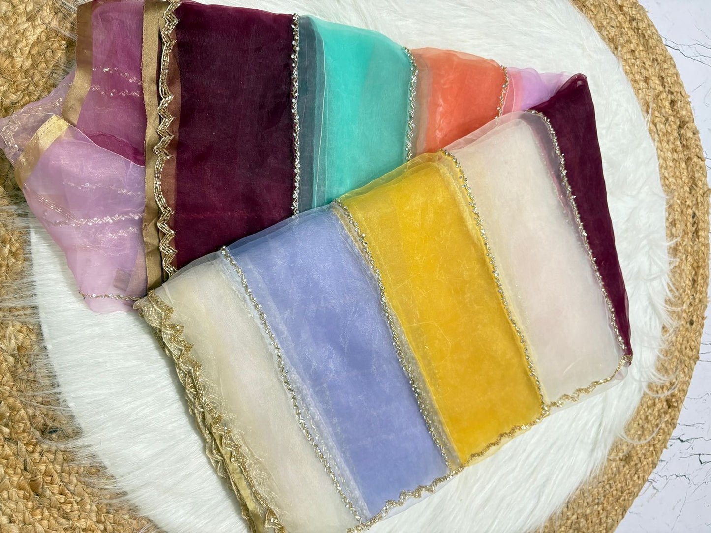 Tissue fabric designer saree with katdana handwork