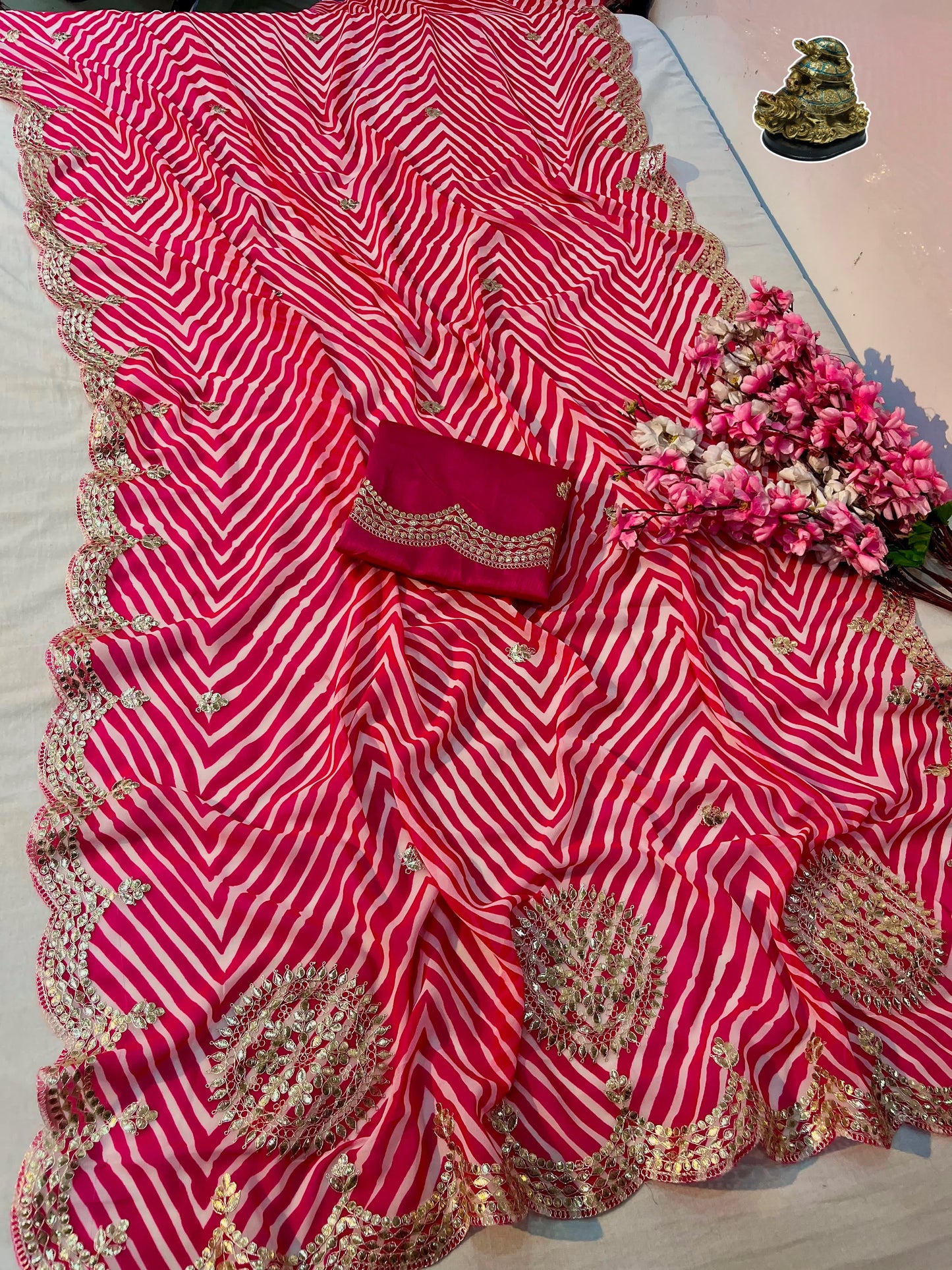 Georgette Lehriya gotta patti saree