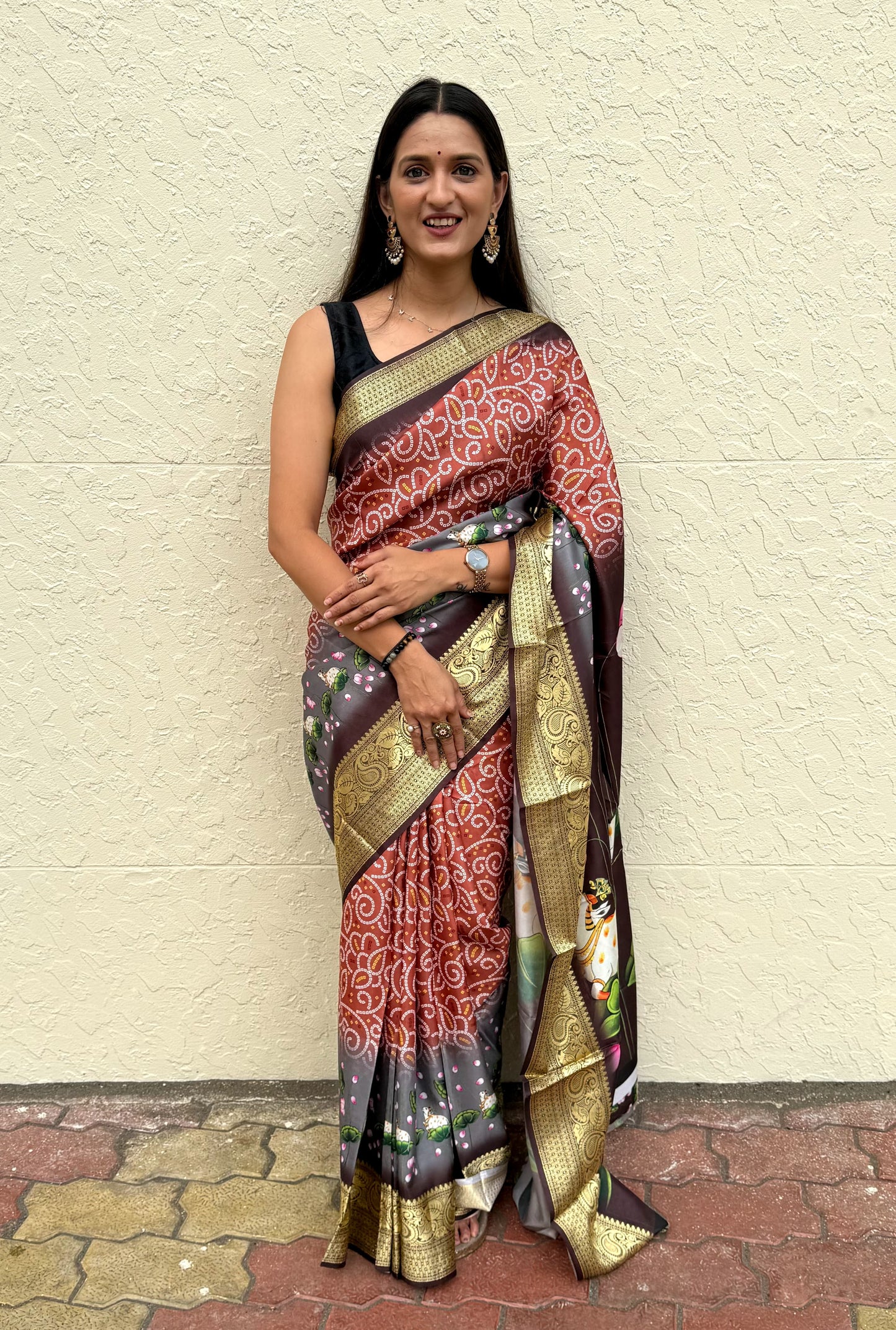 Dola silk digital print saree