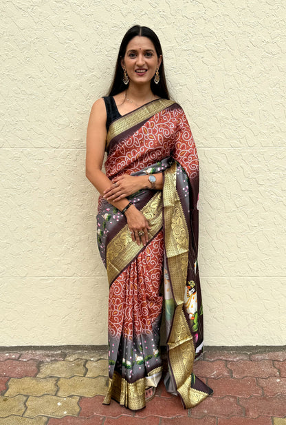 Dola silk digital print saree