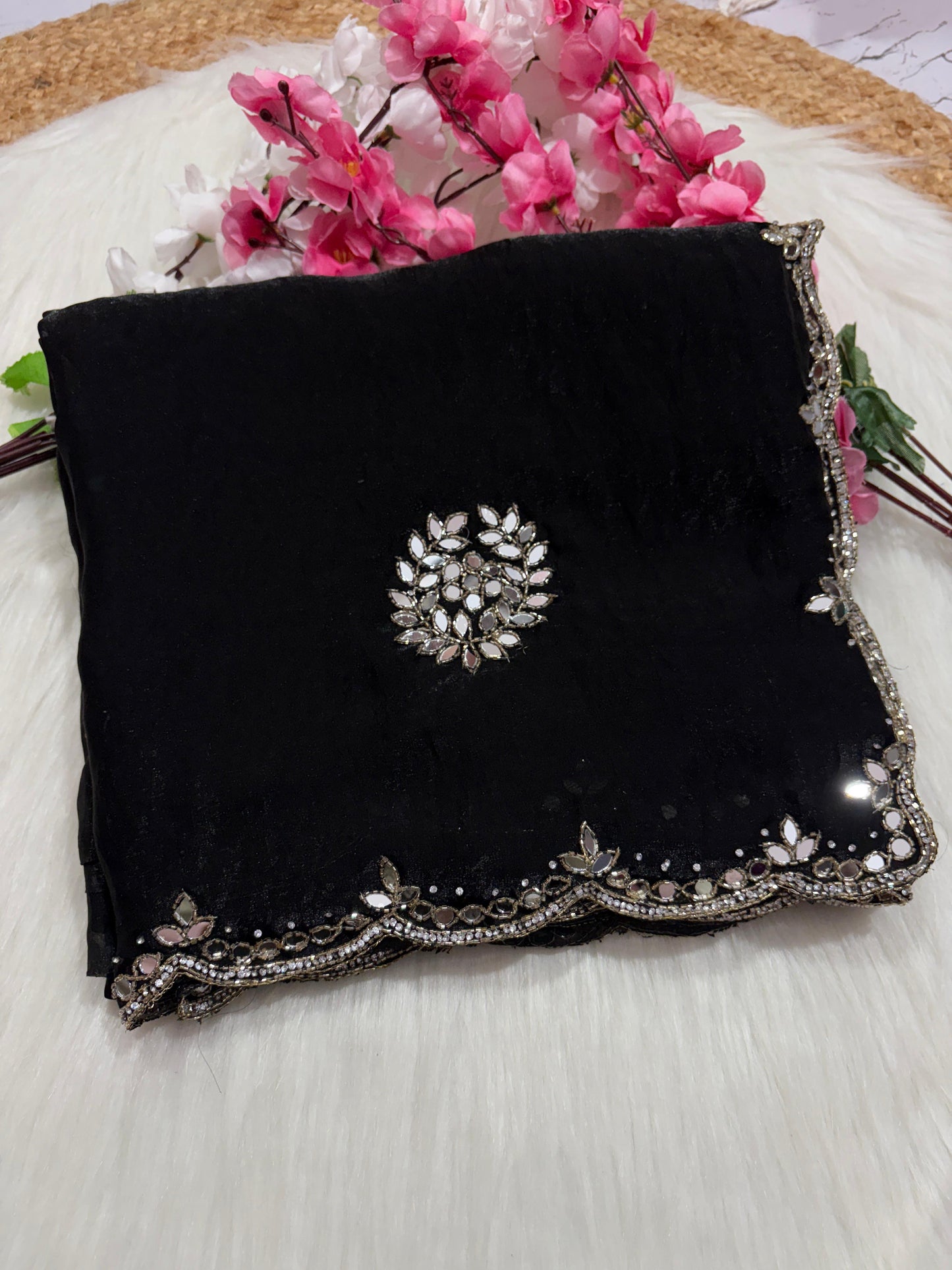 Fendi saree with diamond stone handwork