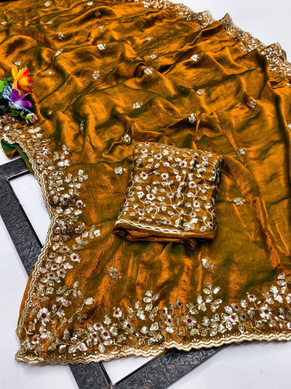 Fandy chiffon silk designer saree
