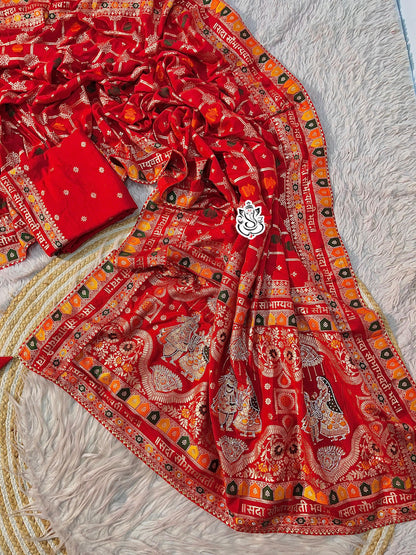 Sada Sobhagyawati Bhav Dola Viscose Silk with sirowski work