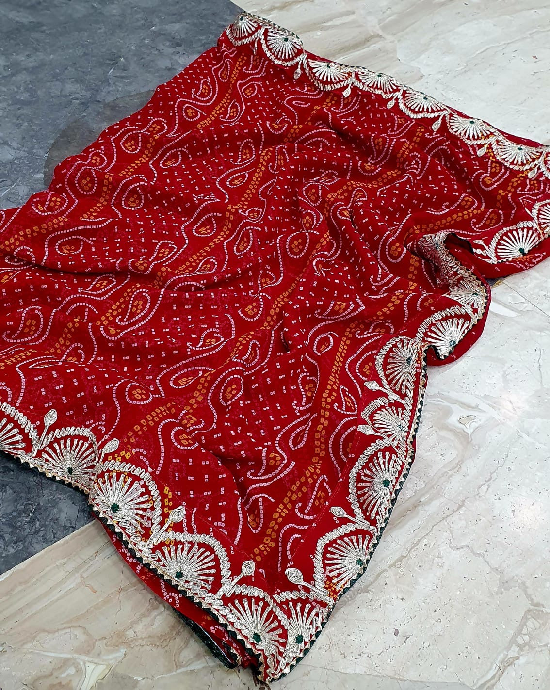 Bandhini saree in gotta patti work