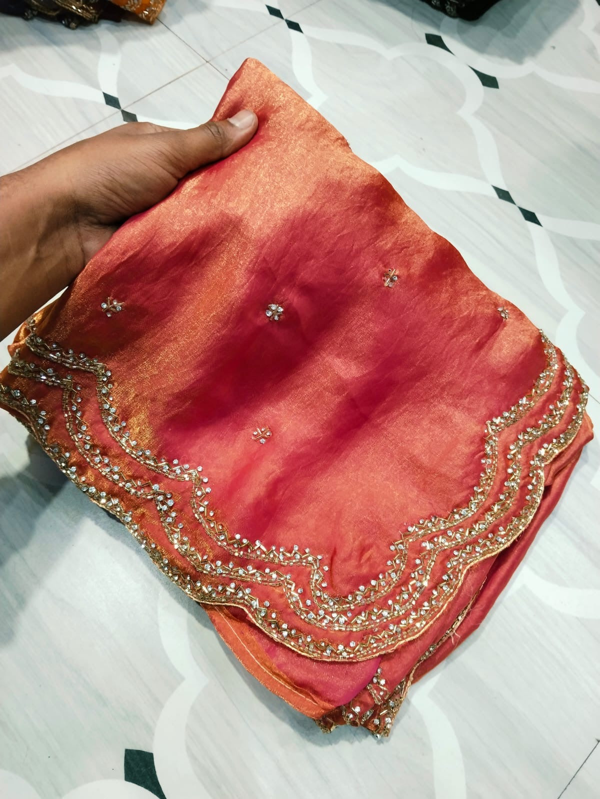 Fendi saree with diamond stone