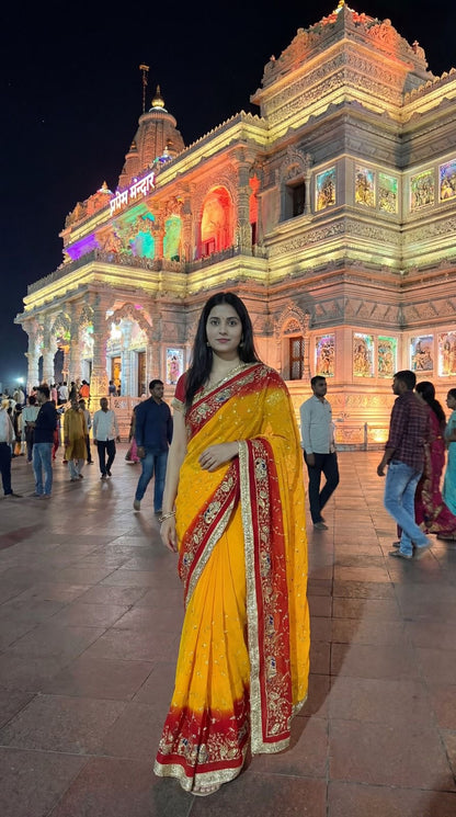 Georgette saree in kasab work