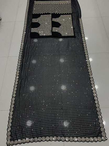Mirror work saree