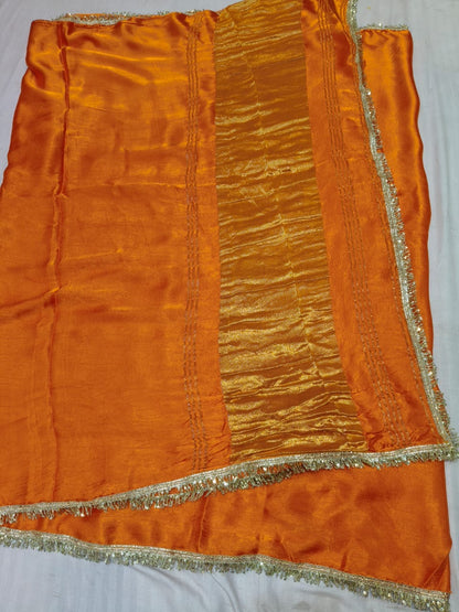 Gajji Satan lagdi patta work saree