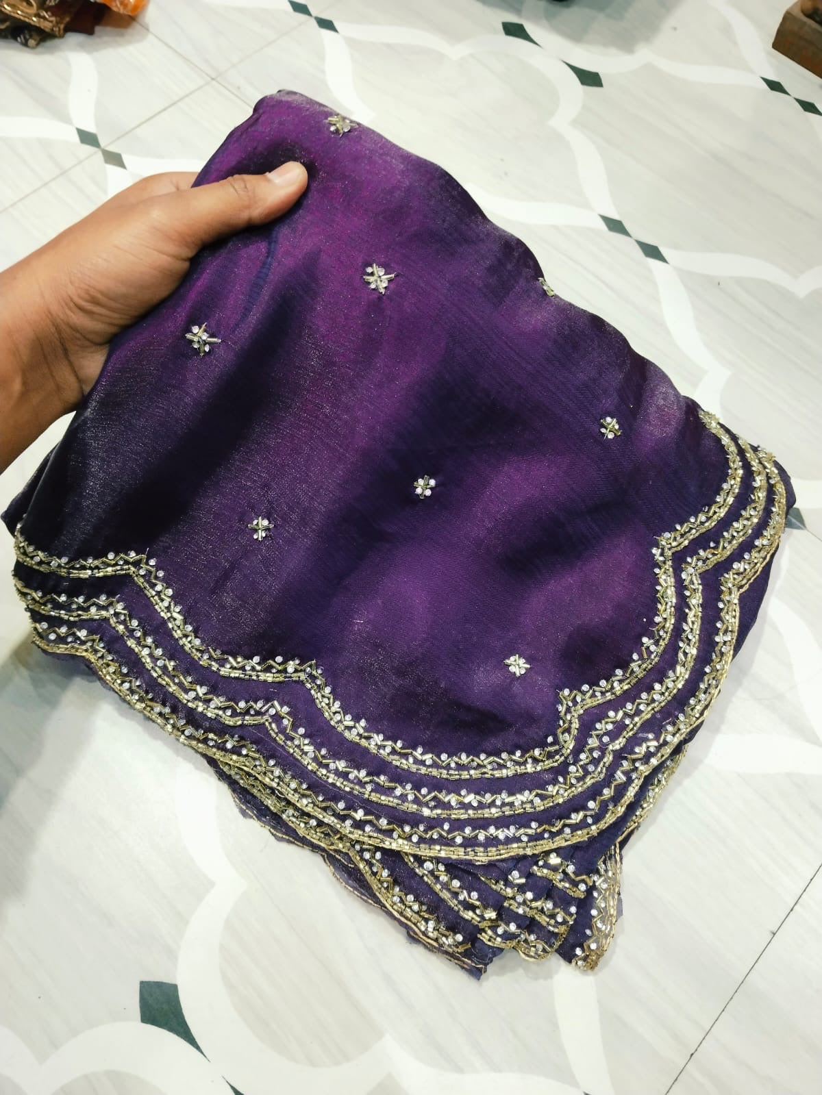 Fendi saree with diamond stone