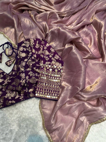 CRUSH tissue saree with blouse