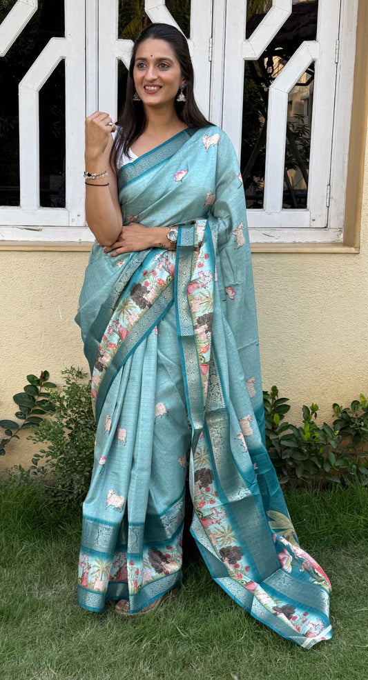 Silk saree flower design