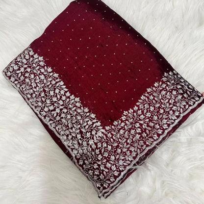 Vichitra silk with embroidery work