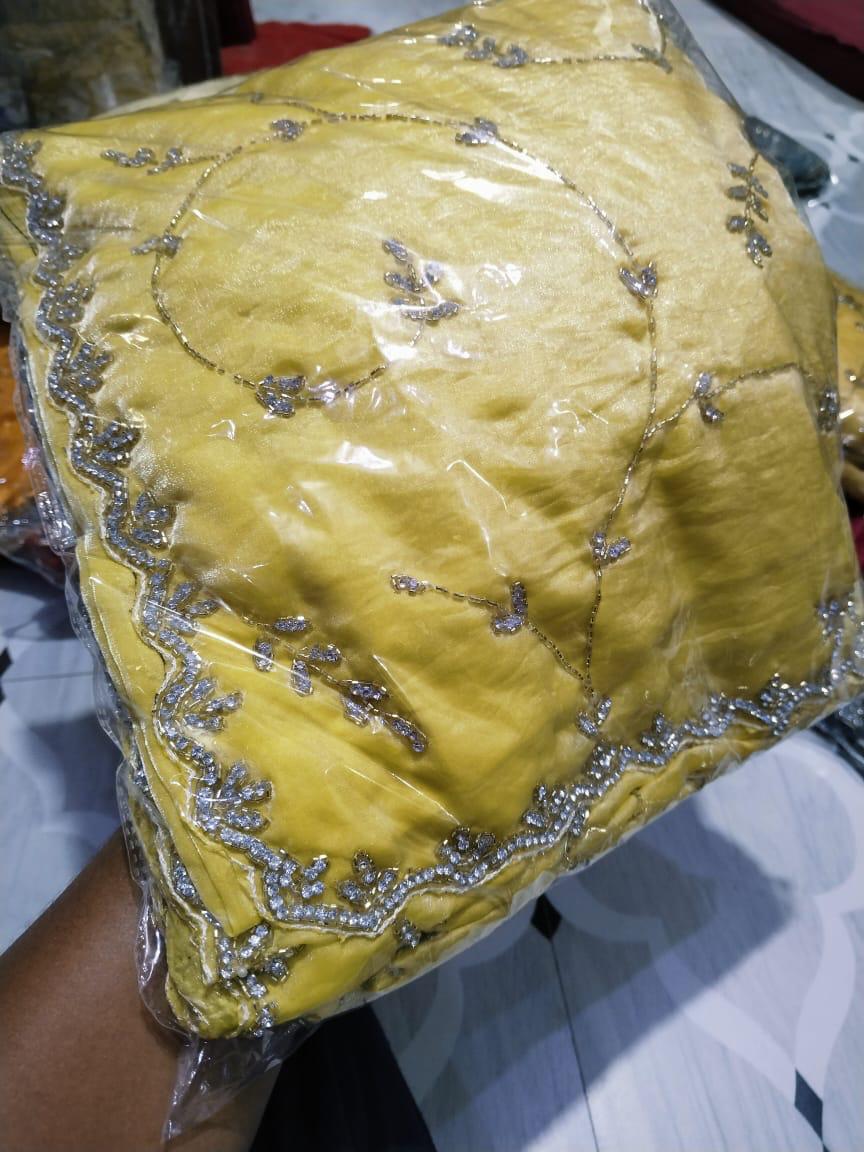 Fendy Silk designer saree with diamond stone handwork