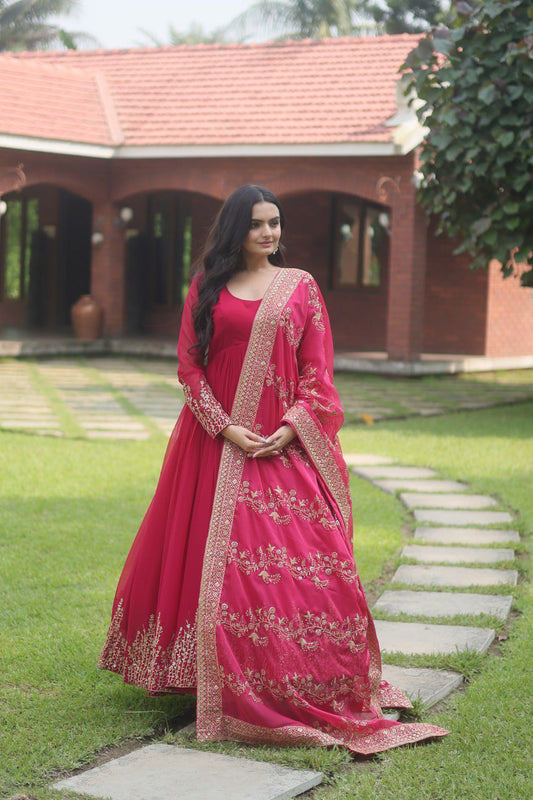 Faux Blooming Gown with Dupatta