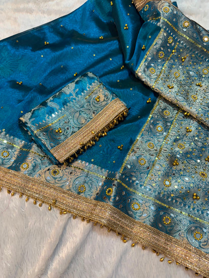 Ghunghroo and Mirror Tissue saree