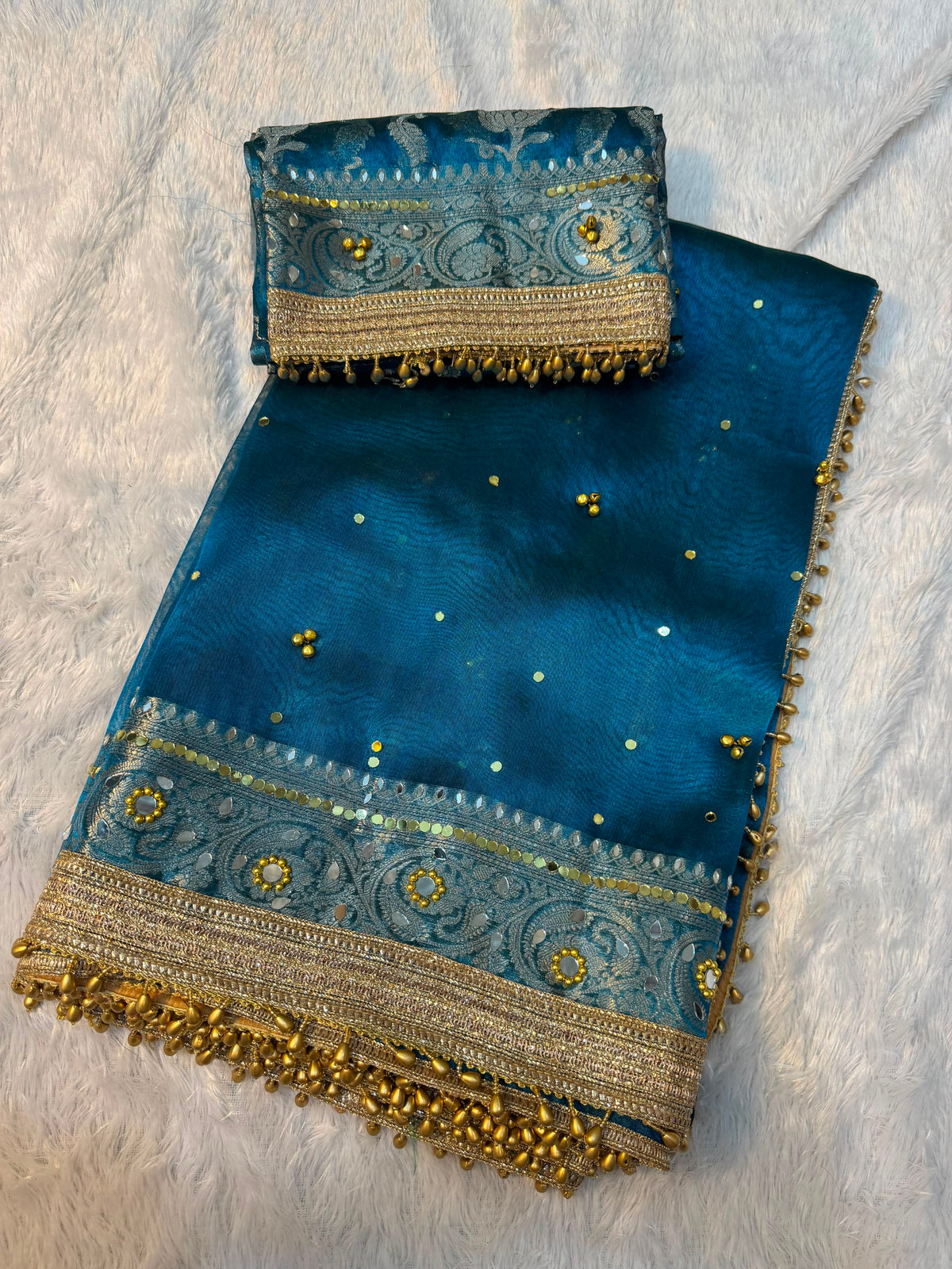 Ghunghroo and Mirror Tissue saree
