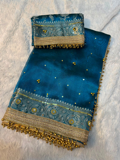 Ghunghroo and Mirror Tissue saree