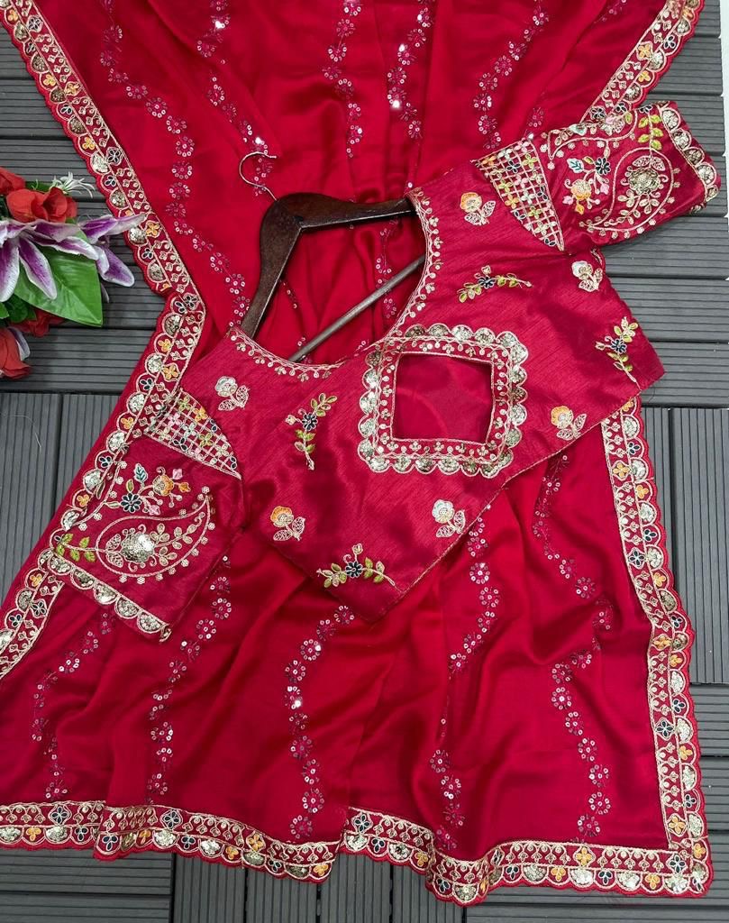 RANGOLI SILK FABRIC ON EMBROIDERY