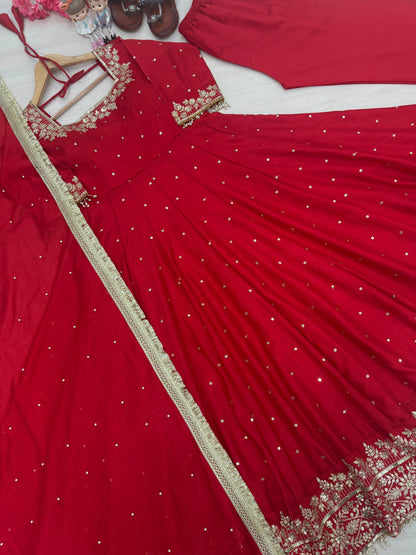 Vichitra Silk gown with dupatta