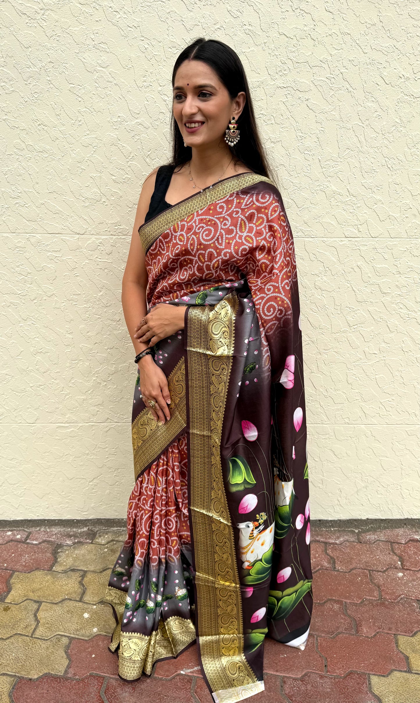 Dola silk digital print saree