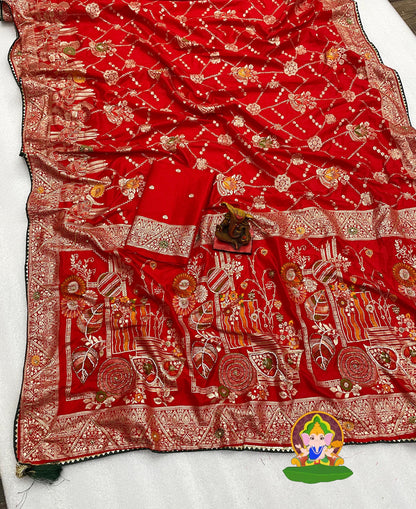 Pure Viscose Dola Fabric Saree With Beautiful Heavy Meenakari Zari Weaving