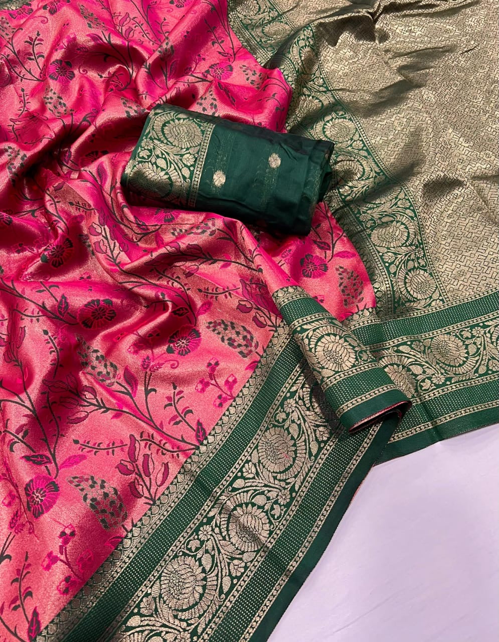 Soft Kanjivaram silk saree with zari weaving