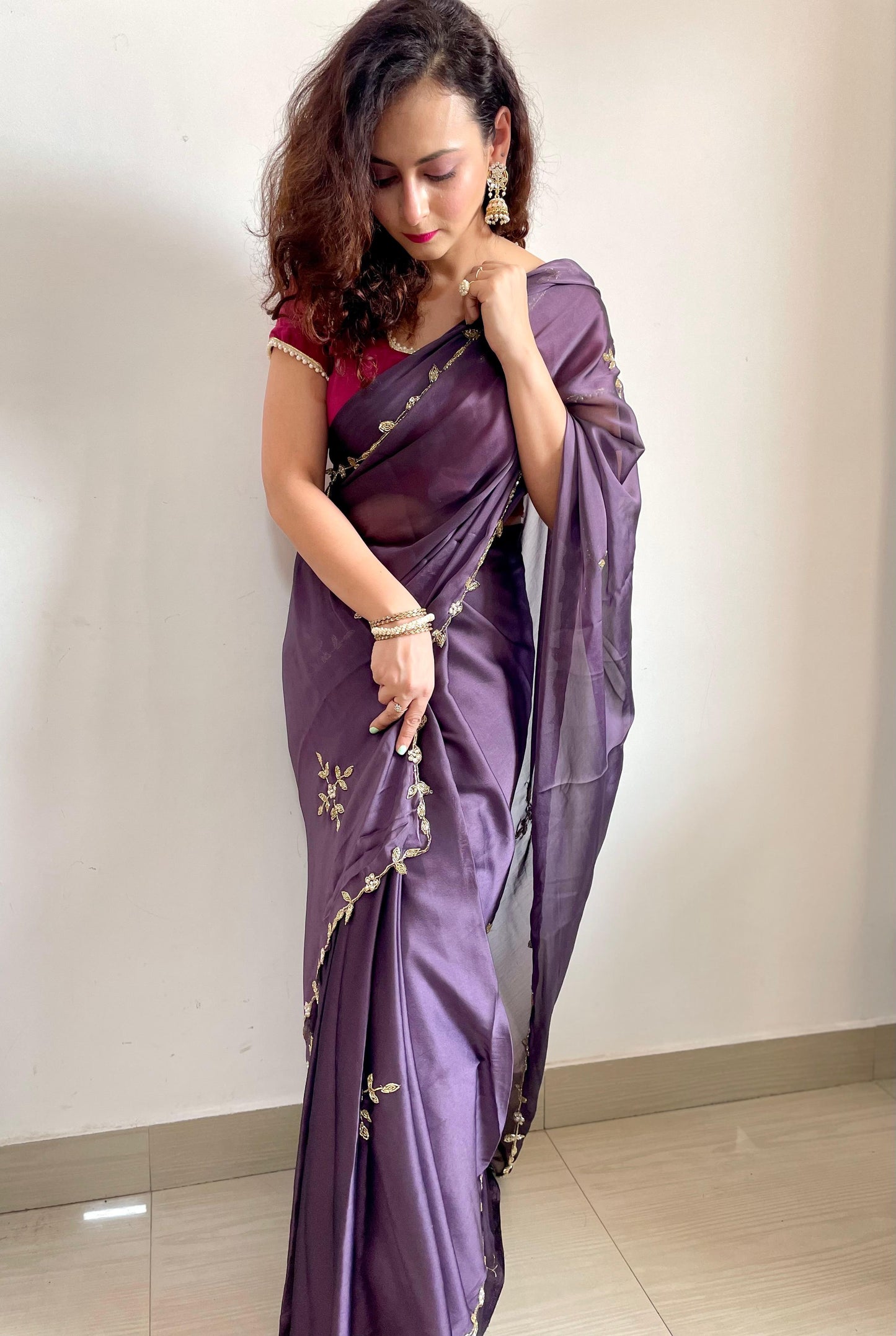 RANGOLI SILK Saree with HANDWORK AND CUTWORK WITH PEARL