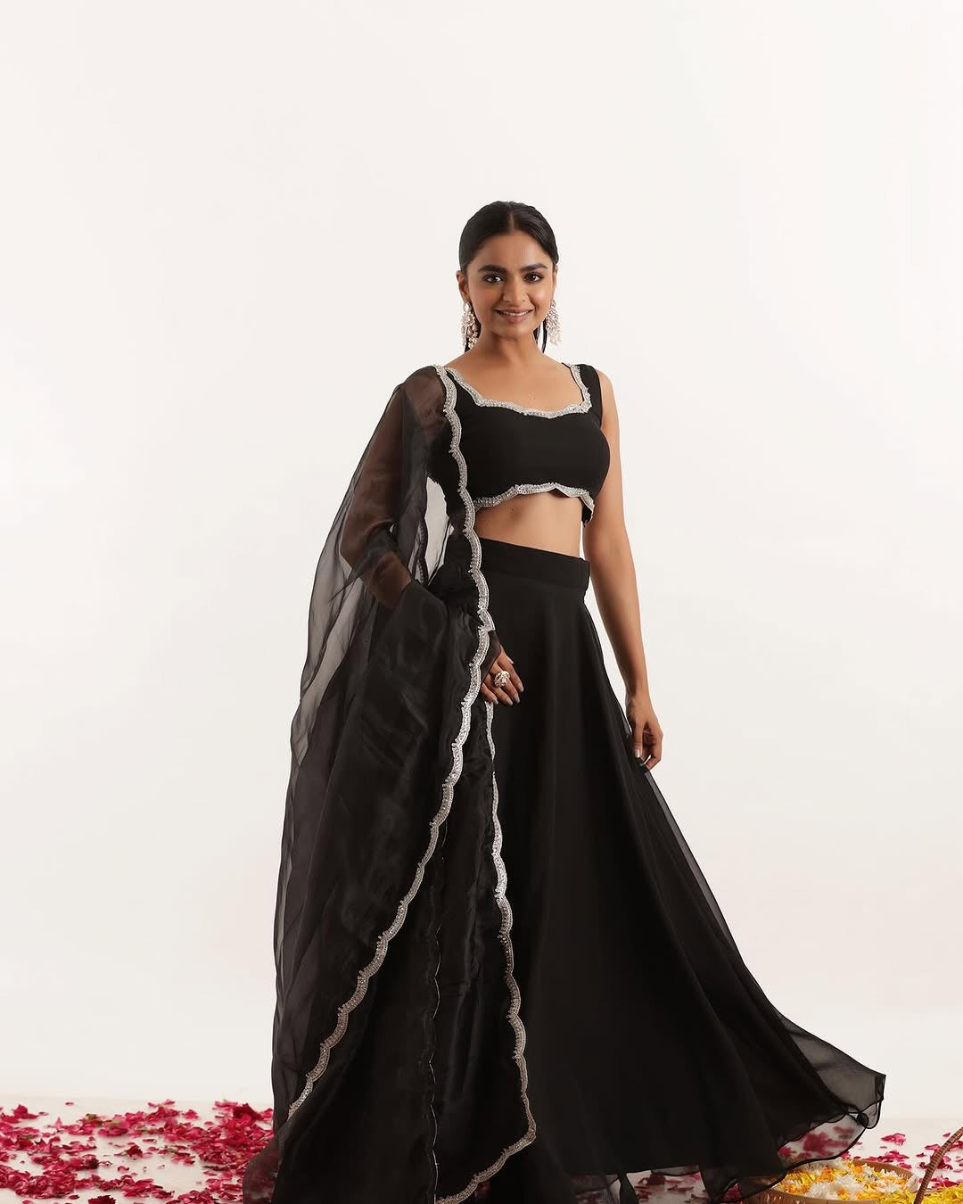 Pure Georgette lehnga with stitched blouse and dupatta