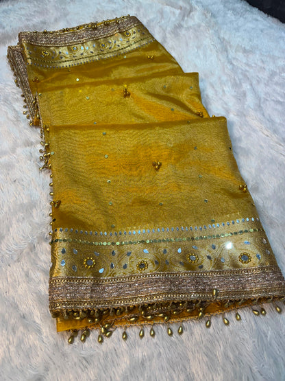 Ghunghroo and Mirror Tissue saree