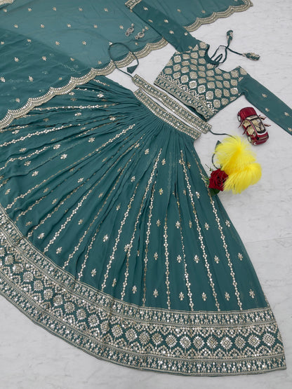Georgette Lehnga chilli Dupatta with belt