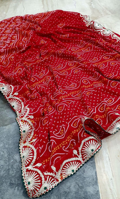 Bandhini saree in gotta patti work