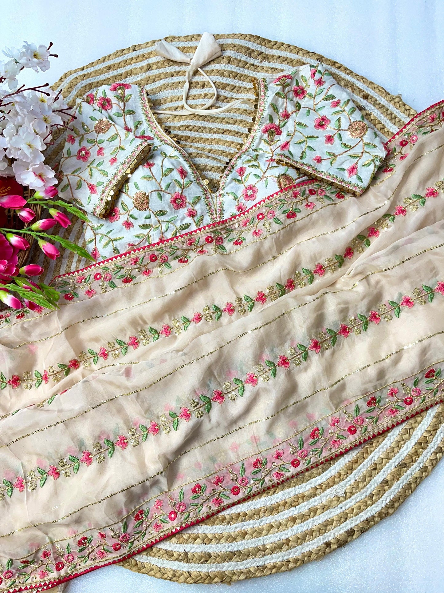 soft teby silk saree with amazing embroidery thread