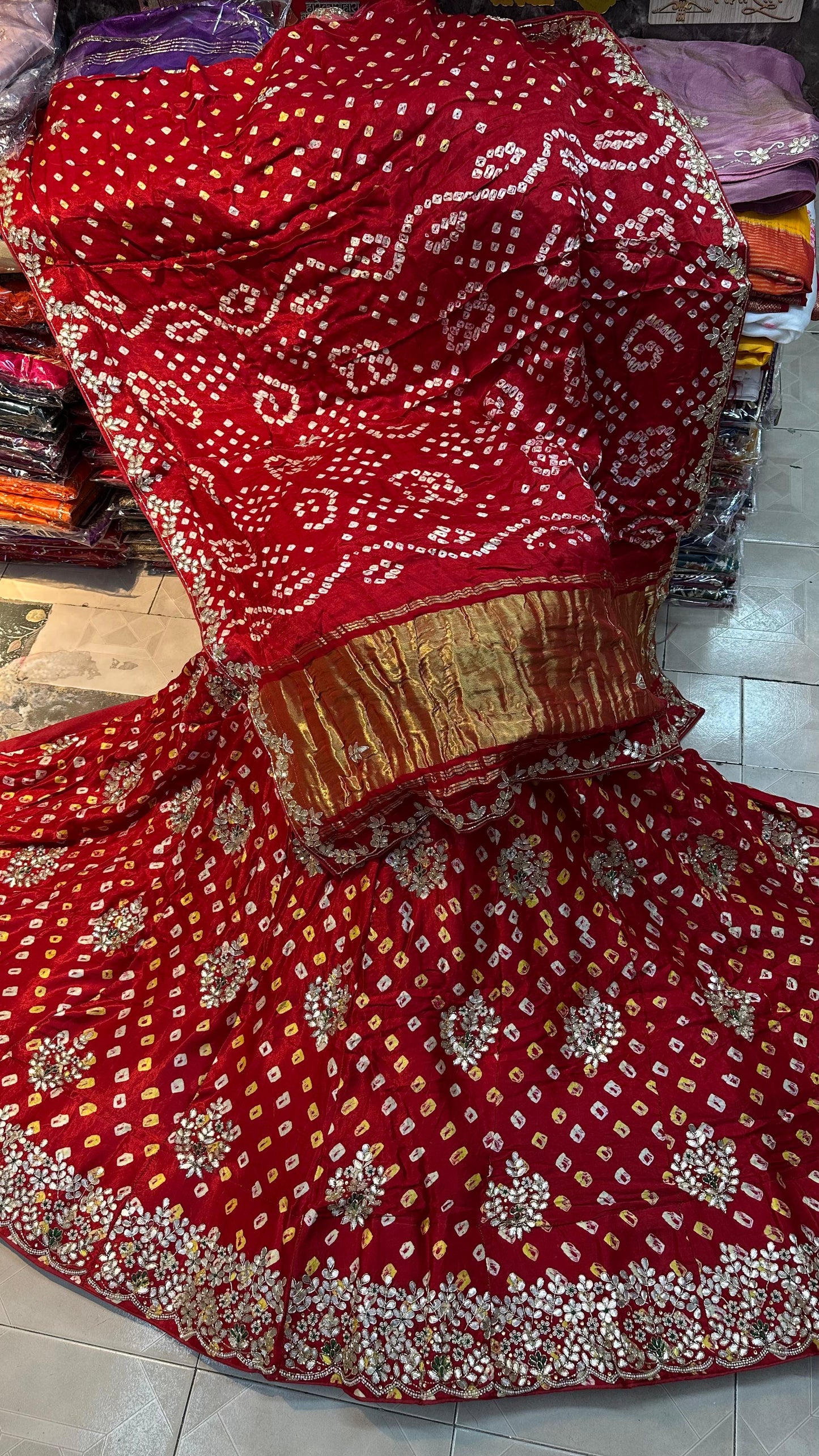 Lehnga Modal Gajji Satan lagdi and gotta patta work saree