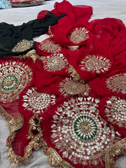 Georgette Half pure hand work saree