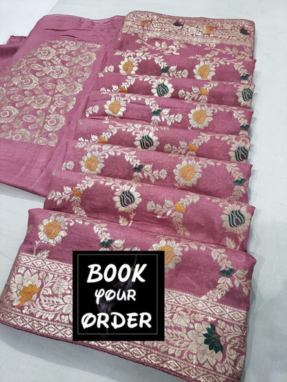 Banarasi cotton silk saree  with jari weaving