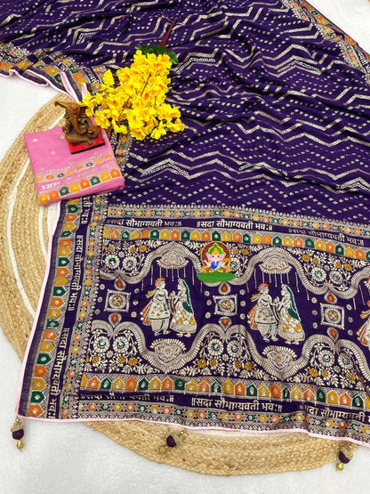 Sada Sobhagyawati Bhav Dola Viscose Silk with sirowski work