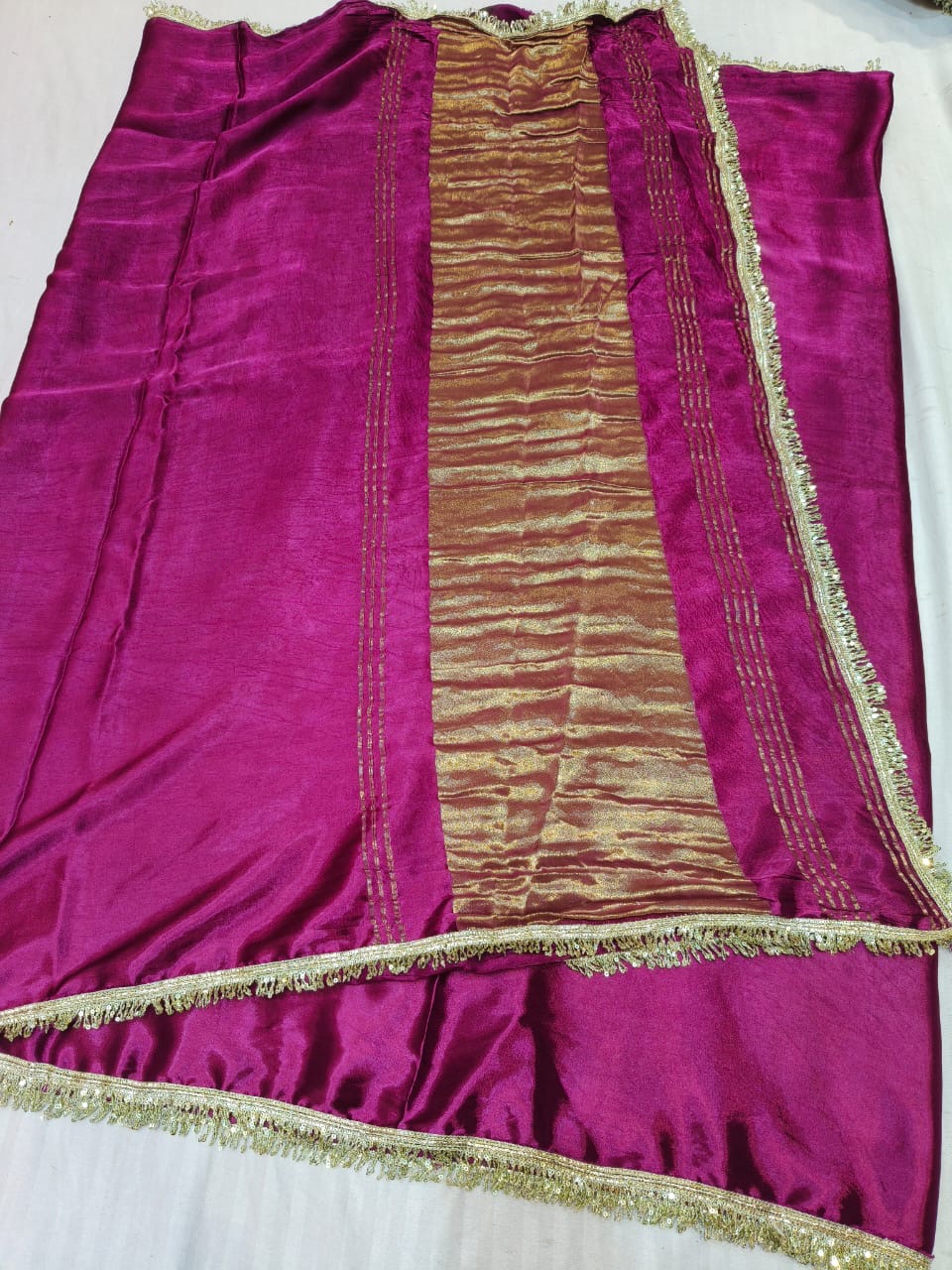 Gajji Satan lagdi patta work saree