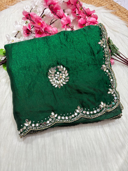 Fendi saree with diamond stone handwork