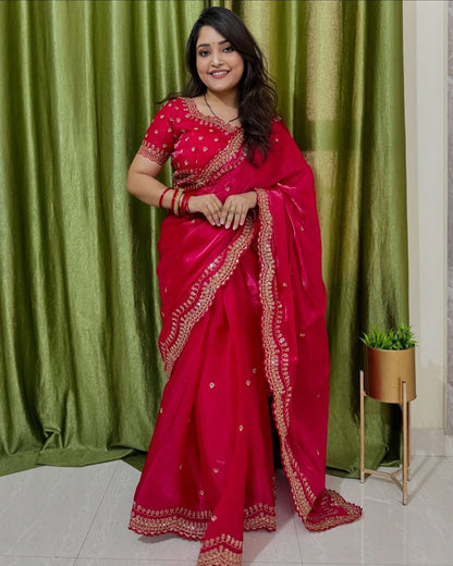 zimmy choo silk saree with sequence work