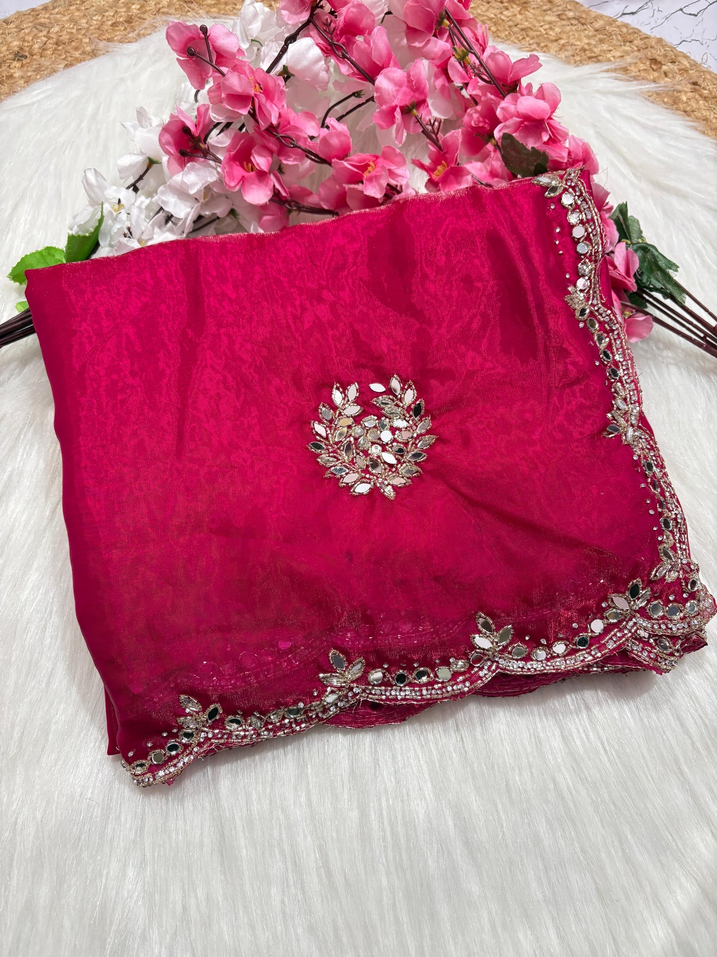 Fendi saree with diamond stone handwork