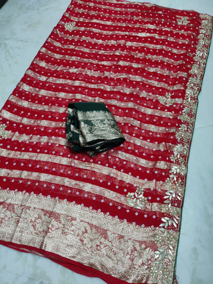 Big Jari border Georgette fabric saree