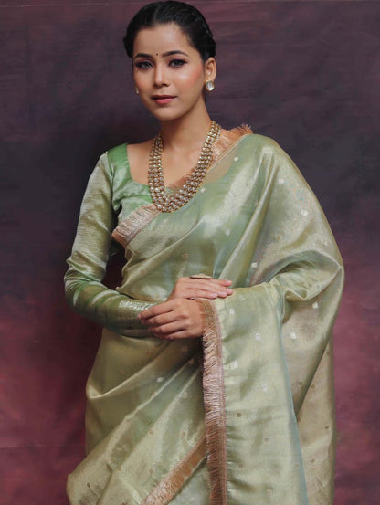 Banarasi soft chunri buti weaving tissue silk saree