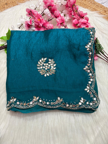 Fendi saree with diamond stone handwork