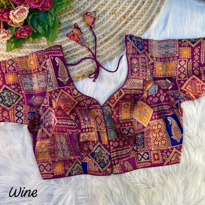 VISCOSE JACQUARD WITH POSITION PRINT WORK VINTAGE BLOUSE