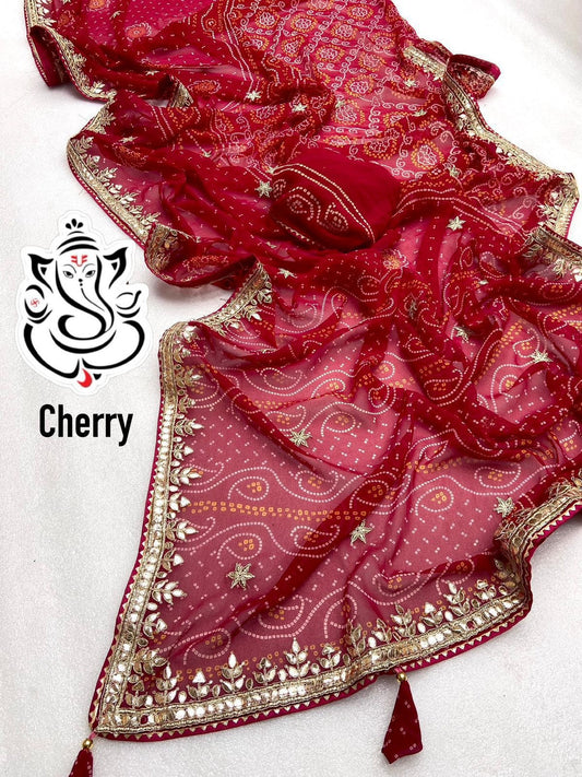 Georgette bandej gotta patti saree