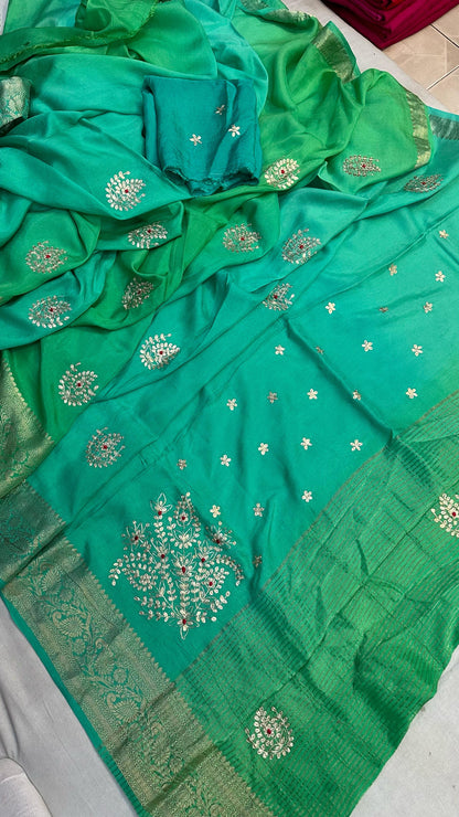 Fabric pure moonga silk jari saree
