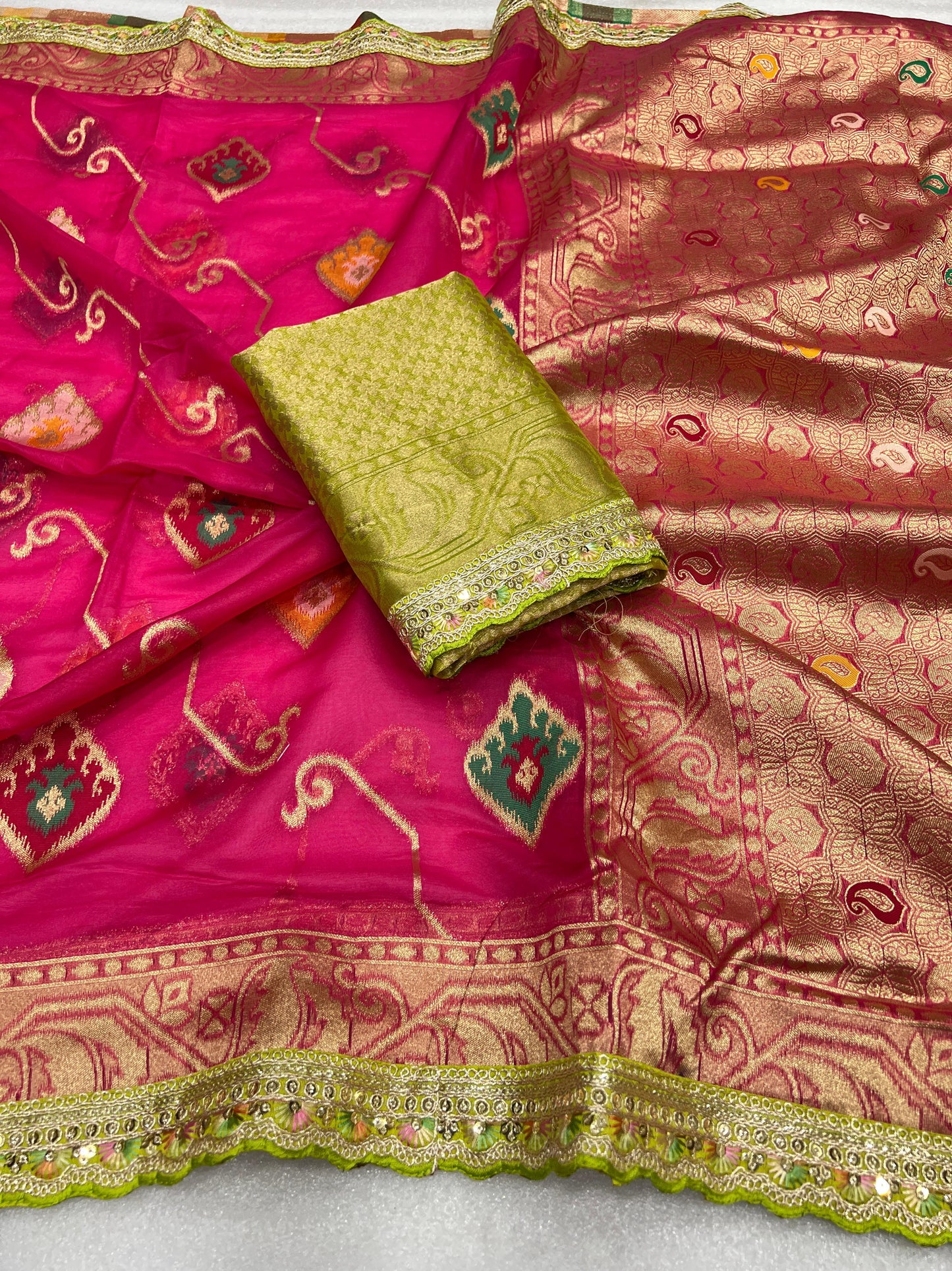 Pure Kora Glass Tissue silk saree