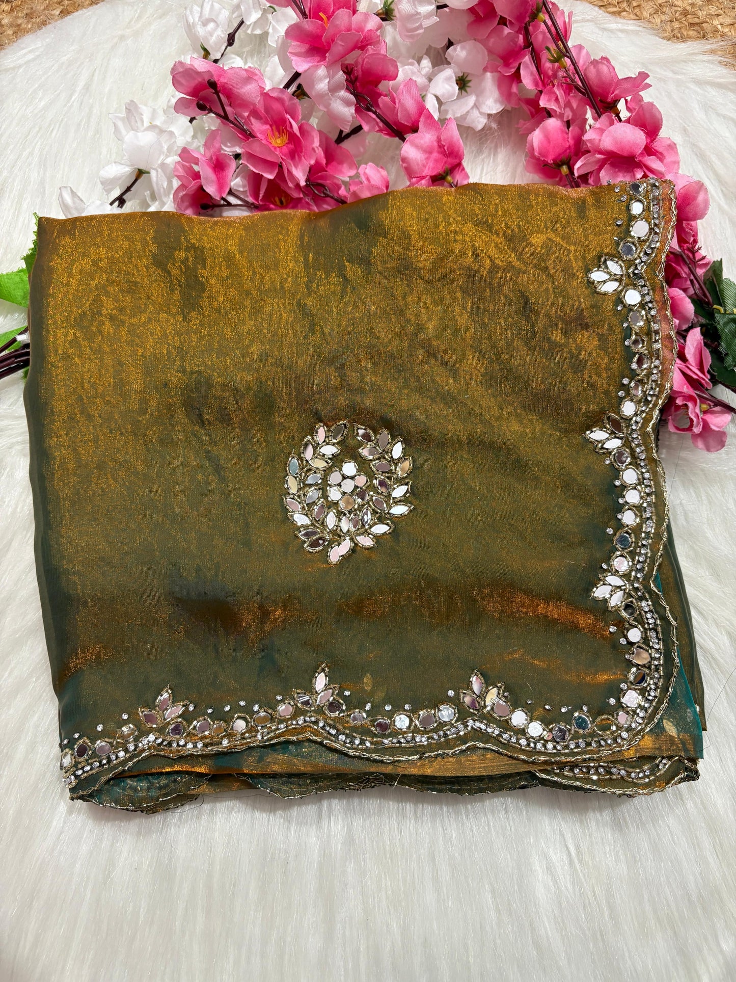 Fendi saree with diamond stone handwork